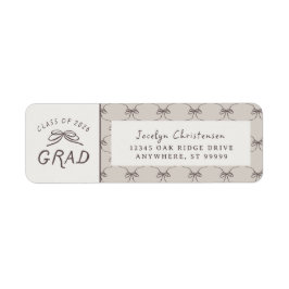 Coquette Whimsical Bows Class of 2026 Graduation Etiket