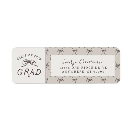 Coquette Whimsical Bows Class of 2026 Graduation Etiket (Voorkant)