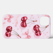 Coquette Whimsical Cherries & Roze Bogen Case-Mate iPhone Case (Achterkant (horizontaal))