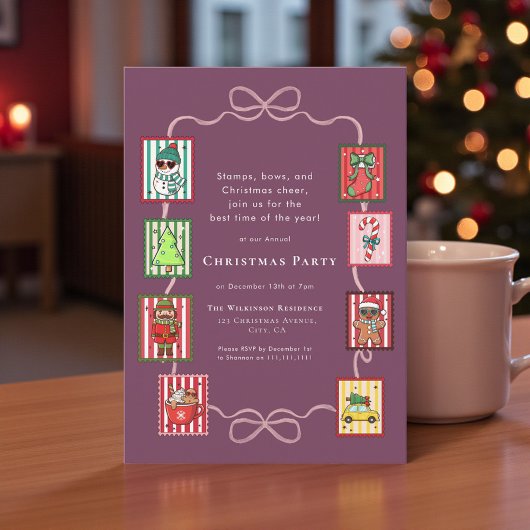 Coquette Whimsical Christmas Stamp Festive Party  Kaart