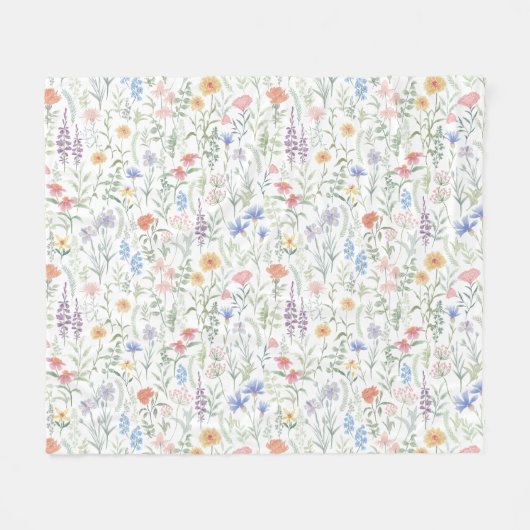 Coquette Wilde Bloemenweide Fleece Deken (Voorkant (Horizontaal))