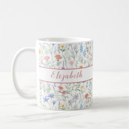 Coquette Wildebloemenweide Gepersonaliseerd Roze Koffiemok