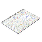 Coquette Wildflower Meadow Personalised Blue Notitieboek (Linkerzijde)
