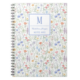 Coquette Wildflower Meadow Personalised Blue Notitieboek