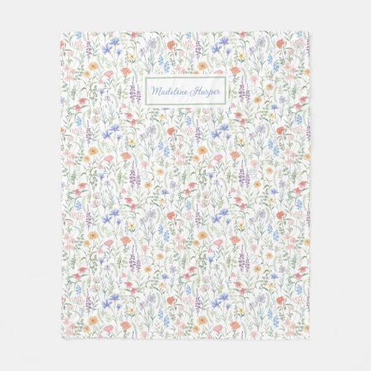 Coquette Wildflower Meadow Personalised Fleece Deken (Voorkant)