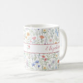 Coquette Wildflower Meadow Personalised Pink Koffiemok (Voorkant rechts)