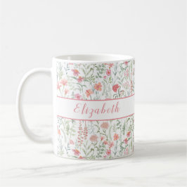 Coquette Wildflower Meadow Personalised Pink Koffiemok
