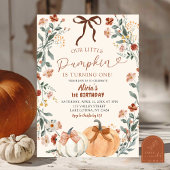Coquette Wildflower Pumpkin 1st Birthday  Kaart