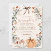 Coquette Wildflower Pumpkin Baby Shower Invitation Kaart (Voorkant)