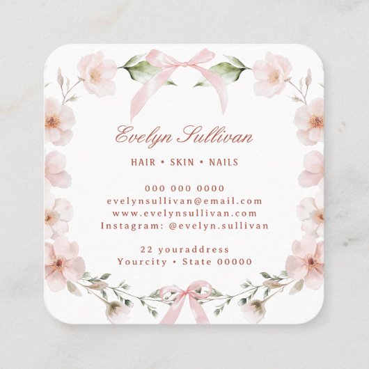 Coquette Wildflowers Lijst Hair Visitekaartje (Achterkant)