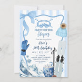 Coquette Winter Blue pastel Ski birthday Kaart (Voorkant)