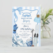 Coquette Winter Blue pastel Ski birthday Kaart (Staand voorkant)