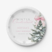 Coquette Winter Onederland First Birthday Papieren Bordje (Voorkant)