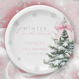 Coquette Winter Onederland First Birthday Papieren Bordje