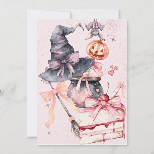 Coquette Witch Party Halloween uitnodiging (Achterkant)