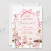 Coquette Witte en Roze Fee Eerste Verjaardag Kaart (Voorkant)