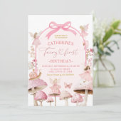 Coquette Witte en Roze Fee Eerste Verjaardag Kaart (Staand voorkant)
