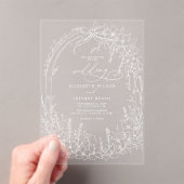 Coquette Woodland Garden Floral Wedding Acryl Uitnodigingen (Insitu (Draagbaar))