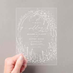Coquette Woodland Garden Floral Wedding Acryl Uitnodigingen