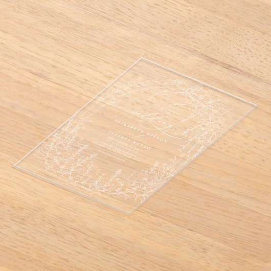 Coquette Woodland Garden Floral Wedding Acryl Uitnodigingen (Laagn)