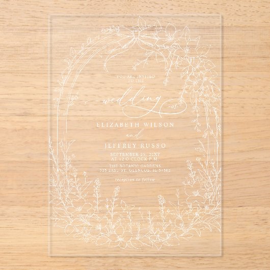 Coquette Woodland Garden Floral Wedding Acryl Uitnodigingen (Voorkant)