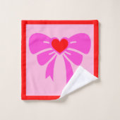 Coquette y2k Lint Patroon Rood & Roze Preppy Naam Bad Handdoek (Wasdoekje)