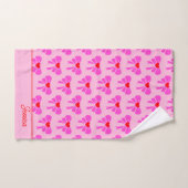 Coquette y2k Lint Patroon Rood & Roze Preppy Naam Bad Handdoek (Handdoek)