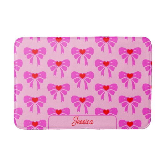 Coquette y2k Lint Patroon Roze Preppy Naam Badmat (Voorkant)