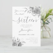 Coquette Zilver Zoet 16 Bloemen Glam Kaart (Staand voorkant)