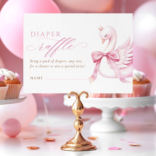 Coquette Zwaan Princess Baby shower Luier Raffle Informatiekaartje