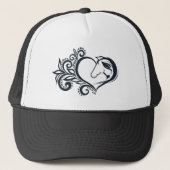 Coquette zwart hart paard meisje vrouwelijk elegan trucker pet (Voorkant)