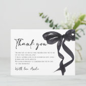 Coquette Zwarte Boog Bruiloft Dankkaart Bedankkaart (Staand voorkant)