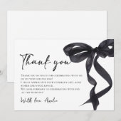 Coquette Zwarte Boog Bruiloft Dankkaart Bedankkaart (Voorkant / Achterkant)