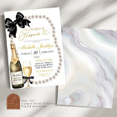 Coquette zwarte parels en prosecco Vrijgezellenfee Kaart