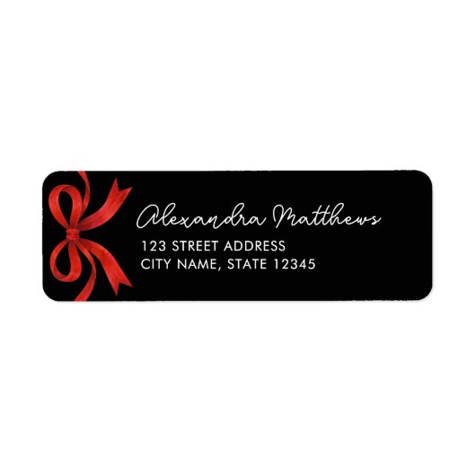 Coquette Zwarte Rode Strik Kerst Retouradres Etiket (Voorkant)