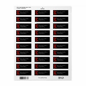 Coquette Zwarte Rode Strik Kerst Retouradres Etiket (Full Sheet)