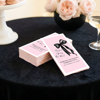 Coquette Zwarte Strik Blush Roze Verlovingsfeest Servet