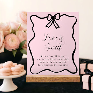 Coquette Zwarte Strik Blush Verlovingsfeest Acryl Bord