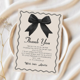 Coquette Zwarte Strik Bruidsdouche Bedankkaart