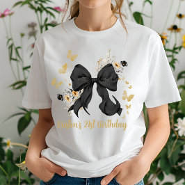 Coquette Zwarte Strik Wilde Bloemen Verjaardag T-shirt