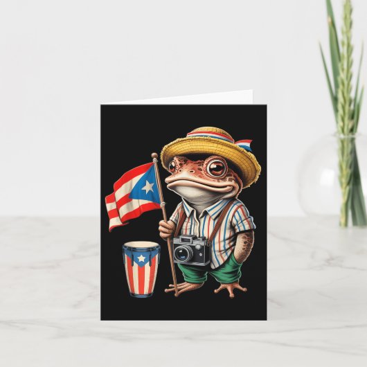 Coqui Frog Puerto Rico Puerto Ricaanse Vlag Taino  Kaart (Voorkant)