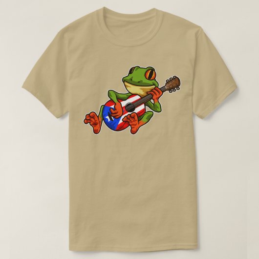 Coqui Frog Spuitar Boricua Animal T-shirt (Design voorkant)