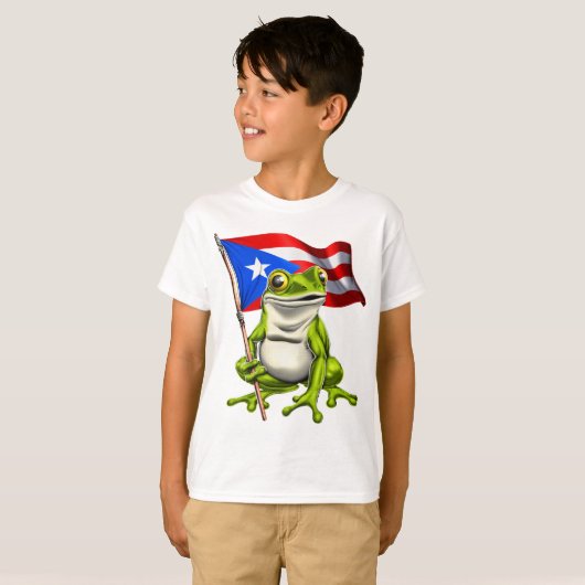 Coqui Frog vlag van Puerto Rico T-shirt (Voorkant volledig)