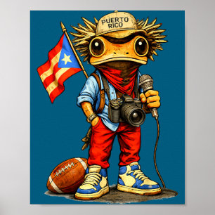 Coqui kikker puerto rico vlag Puerto Ricaans voetb Poster