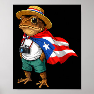 Coqui Kikker Puerto Rico Vlag Puerto Ricaanse Tain Poster