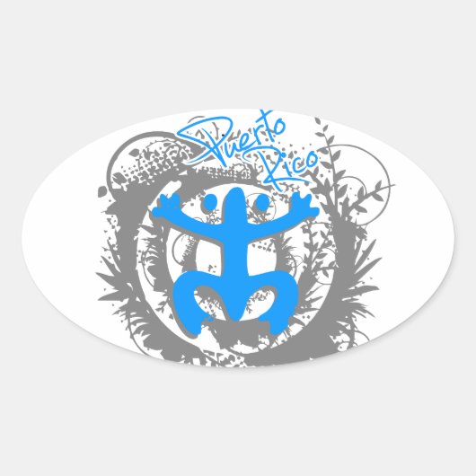 Coqui Taino Puerto Rico Ovale Sticker (Voorkant)