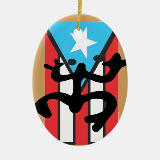 Coqui taíno sobre bandera de Puerto Rico Keramisch Ornament (Voorkant)