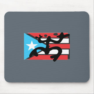 Coqui taíno sobre bandera de Puerto Rico Muismat