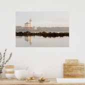 Coquille River-vuurtoren in ochtendnevel Poster (Keuken)