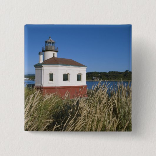 Coquille rivier vuurtoren, Oregon, VS Vierkante Button 5,1 Cm (Voorkant)
